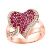 3ctw White Sapphire and Ruby Heart Cocktail Ring
