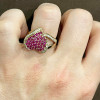 3ctw White Sapphire and Ruby Heart Cocktail Ring