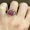 3ctw White Sapphire and Ruby Heart Cocktail Ring