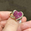 3ctw White Sapphire and Ruby Heart Cocktail Ring