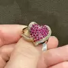 3ctw White Sapphire and Ruby Heart Cocktail Ring