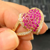 3ctw White Sapphire and Ruby Heart Cocktail Ring
