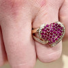 3ctw White Sapphire and Ruby Heart Cocktail Ring