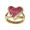 3ctw White Sapphire and Ruby Heart Cocktail Ring