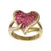 3ctw White Sapphire and Ruby Heart Cocktail Ring