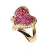 3ctw White Sapphire and Ruby Heart Cocktail Ring