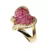 3ctw White Sapphire and Ruby Heart Cocktail Ring
