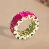 14ctw Emerald Cut Ruby and Emerald Gold Tone Eternity Ring