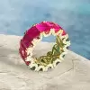 14ctw Emerald Cut Ruby and Emerald Gold Tone Eternity Ring