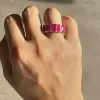 14ctw Emerald Cut Ruby and Emerald Gold Tone Eternity Ring