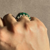 14ctw Emerald Cut Ruby and Emerald Gold Tone Eternity Ring