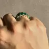 14ctw Emerald Cut Ruby and Emerald Gold Tone Eternity Ring