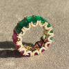 14ctw Emerald Cut Ruby and Emerald Gold Tone Eternity Ring
