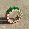 14ctw Emerald Cut Ruby and Emerald Gold Tone Eternity Ring