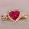 2ct Halo Heart Cut Ruby Infinity Shank Promise Ring