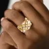4ctw Marquise Cut White Sapphire Hollow Vintage Cocktail Ring
