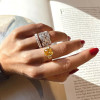 4ctw Marquise Cut White Sapphire Hollow Vintage Cocktail Ring