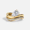 1.5ct Pear Cut White Sapphire Curved Wedding Ring Set
