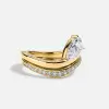 1.5ct Pear Cut White Sapphire Curved Wedding Ring Set