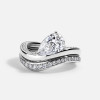 1.5ct Pear Cut White Sapphire Curved Wedding Ring Set