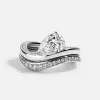 1.5ct Pear Cut White Sapphire Curved Wedding Ring Set