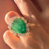 20ct Huge Pear Shape Emerald Halo Cocktail Ring