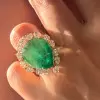 20ct Huge Pear Shape Emerald Halo Cocktail Ring