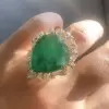 20ct Huge Pear Shape Emerald Halo Cocktail Ring