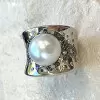 14MM Pearl Wide Cigar Band Modern Statement Ring