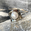 14MM Pearl Wide Cigar Band Modern Statement Ring