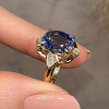 4ct Cushion Cut Blue Sapphire Gold Tone Engagement Ring