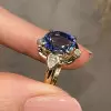 4ct Cushion Cut Blue Sapphire Gold Tone Engagement Ring
