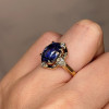 4ct Cushion Cut Blue Sapphire Gold Tone Engagement Ring