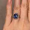 4ct Cushion Cut Blue Sapphire Gold Tone Engagement Ring