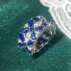 4.5ctw Marquise Cut White and Blue Sapphire Wedding Band