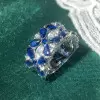 4.5ctw Marquise Cut White and Blue Sapphire Wedding Band