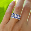 4.5ctw Marquise Cut White and Blue Sapphire Wedding Band