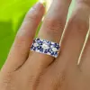 4.5ctw Marquise Cut White and Blue Sapphire Wedding Band