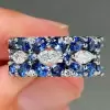 4.5ctw Marquise Cut White and Blue Sapphire Wedding Band