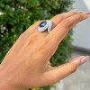 5ct Oval Cut Blue Sapphire Paved Engagement Ring