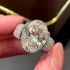 9.3ct Oval Cut Paved Unisex Engagement Ring