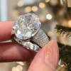9.3ct Oval Cut Paved Unisex Engagement Ring