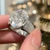 9.3ct Oval Cut Paved Unisex Engagement Ring