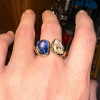 3ctw Pear Cut White and Blue Toi Et Moi Engagement Ring