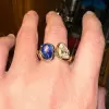 3ctw Pear Cut White and Blue Toi Et Moi Engagement Ring