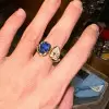 3ctw Pear Cut White and Blue Toi Et Moi Engagement Ring