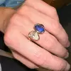 3ctw Pear Cut White and Blue Toi Et Moi Engagement Ring