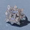 9.5ct Asscher Cut White Sapphrie Halo Engagement Ring
