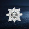 9.5ct Asscher Cut White Sapphrie Halo Engagement Ring