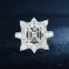 9.5ct Asscher Cut White Sapphrie Halo Engagement Ring